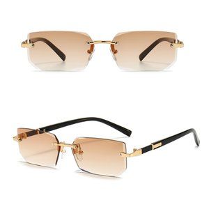 Detroit Style Square Rimless Sunglasses TEA